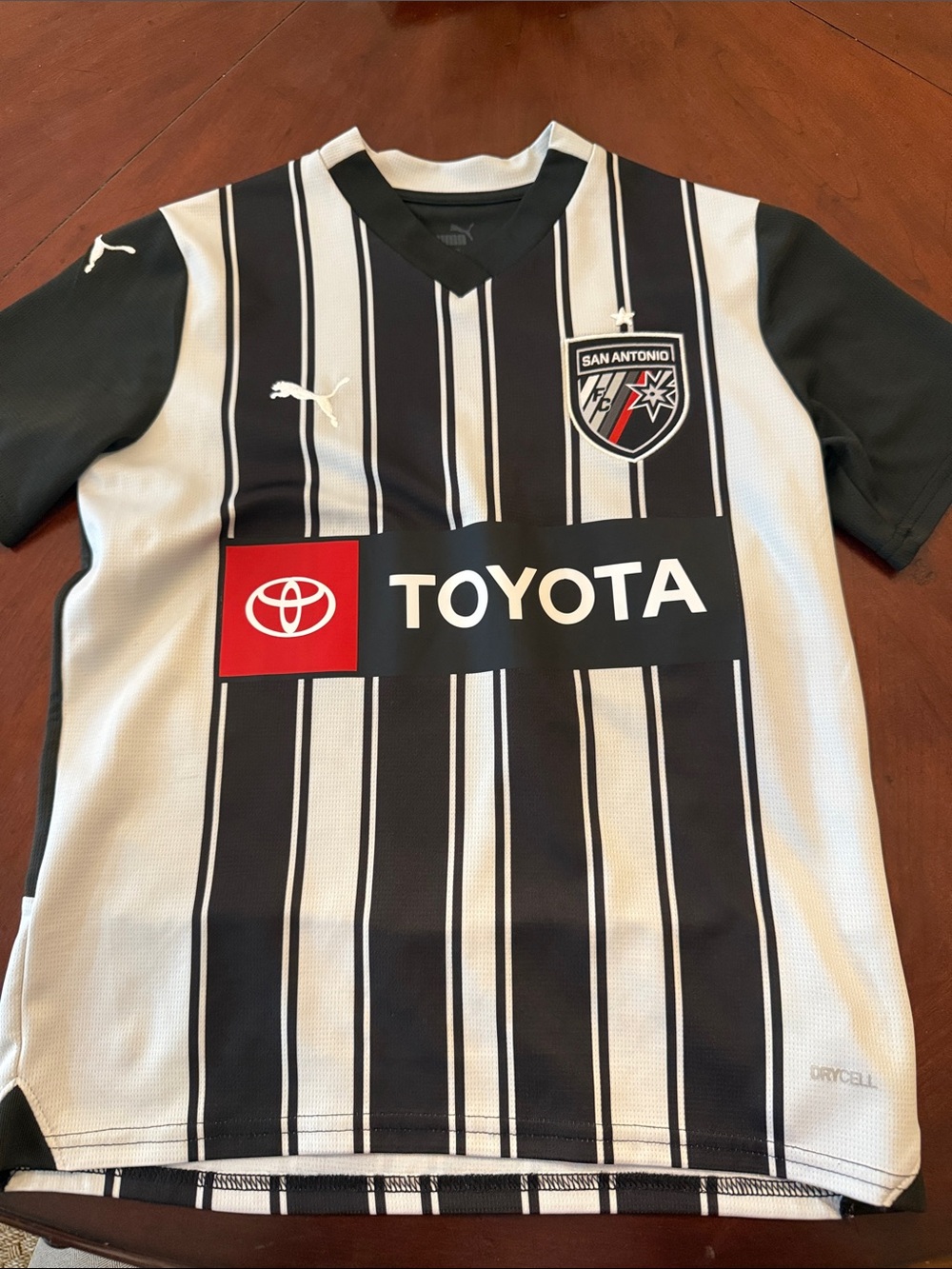 Puma Black & White San Antonio FC Kids Soccer Jersey with Toyota Logo